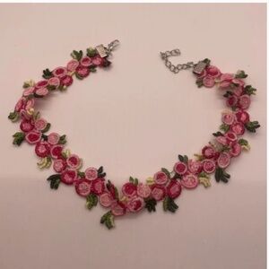 ❤️ FREE Floral Lace Embroidered Rose Flower Trendy Hipster Art Chocker Necklace
